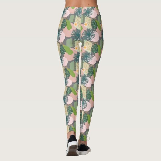 Modern Abstract tropisch patroon Leggings (Achterkant)