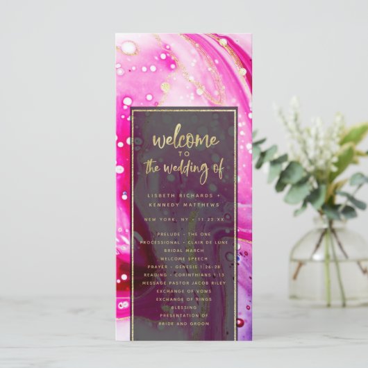 " modern abstract trouwprogramma " programmakaart (Staand voorkant)