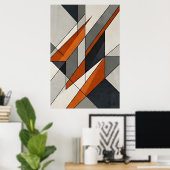 Modern Abstract Verbrand Oranje Accent Poster (Thuiskantoor)