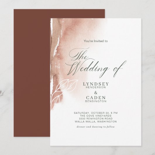 Modern Abstract verbrand Oranje bos groen huwelijk Kaart (Voorkant / Achterkant)