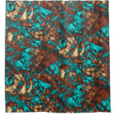 Modern Abstract verst Turquoise Brown Tan Douchegordijn (Voorkant)