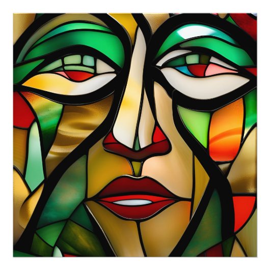 Modern Abstract vlekkenglas Foto Afdruk (Voorkant)