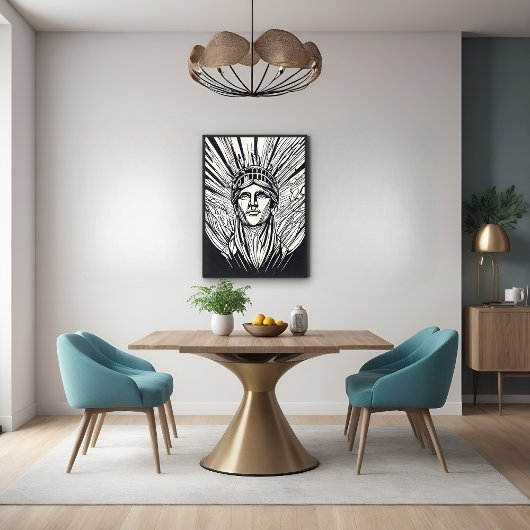 Modern Abstract Vrijheidsbeeld Lijn Art glossy Perfect Poster