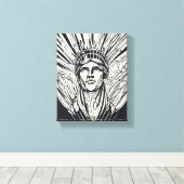 Modern Abstract Vrijheidsbeeld Line Art Canvas Afdruk (Insitu (Houten vloer))