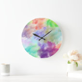 Modern Abstract Watercolor Clouds Colorful Pastel Grote Klok (Huis)