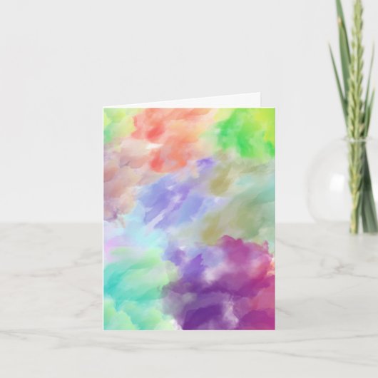 Modern Abstract Watercolor Clouds Colorful Pastel Kaart (Voorkant)