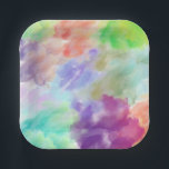 Modern Abstract Watercolor Clouds Colorful Pastel  Papieren Bordje<br><div class="desc">A stunning abstract design featuring soft,  ethereal watercolor clouds in a vibrant palette of purple,  teal,  lime,  and pink. This artistic pastel wash creates a dreamy,  modern aesthetic perfect for personalized stationery,  home decor accents,  or unique gift wrapping. Ideal for those who love contemporary fine art textures.</div>