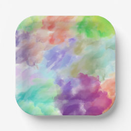 Modern Abstract Watercolor Clouds Colorful Pastel  Papieren Bordje