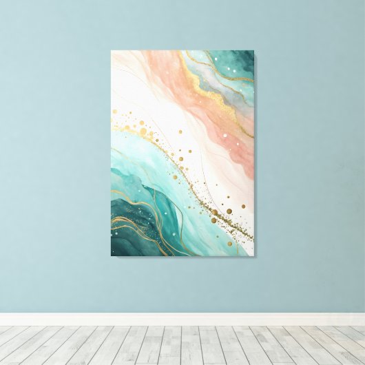 Modern Abstract Watercolor Wall Art Canvas Afdruk (Insitu (Houten vloer))