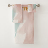 Modern Abstract Watercolor Wash Sage & Blush  Bad Handdoek (Insitu)