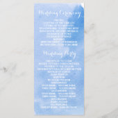 Modern abstract waterverf blauw huwelijksprogramma programmakaart (Achterkant)