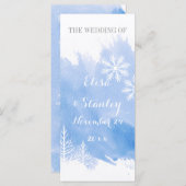Modern abstract waterverf blauw huwelijksprogramma programmakaart (Voorkant / Achterkant)