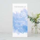 Modern abstract waterverf blauw huwelijksprogramma programmakaart (Staand voorkant)