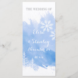 Modern abstract waterverf blauw huwelijksprogramma programmakaart