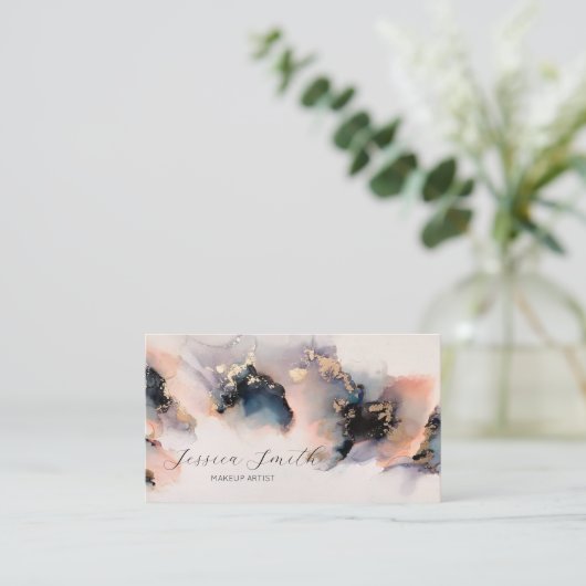 modern abstract waterverf inkt visitekaartje (Staand voorkant)