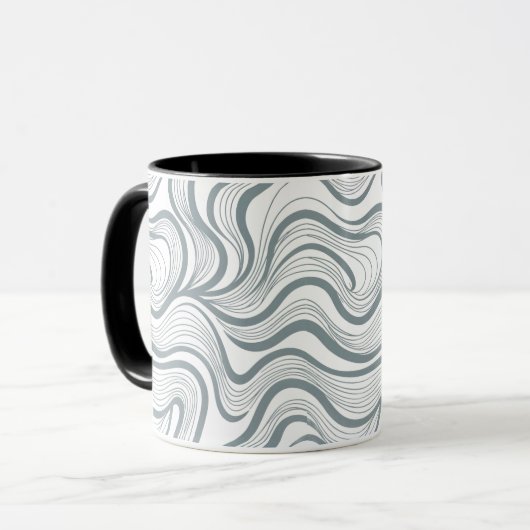 Modern Abstract Wavy Lines Mug Mok (Voorkant links)
