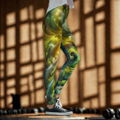 Modern Abstract wervelend helder groen Leggings