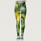Modern Abstract wervelend helder groen Leggings (Voorkant)