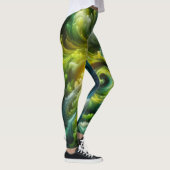 Modern Abstract wervelend helder groen Leggings (Rechts)