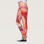 Modern Abstract wervelend roze en zalm Leggings (Links)