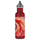 Modern Abstract wervelend roze en zalm Waterfles (Rechts)