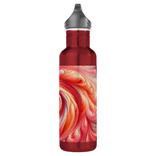 Modern Abstract wervelend roze en zalm Waterfles (Rechts)