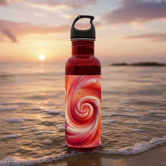 Modern Abstract wervelend roze en zalm Waterfles