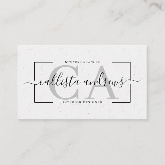 Modern Abstract White Earth Tone Signature Script Visitekaartje (Voorkant)