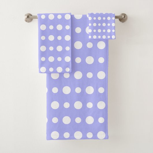 Modern Abstract White Polka Dots on Light Blue Bad Handdoek (Insitu)