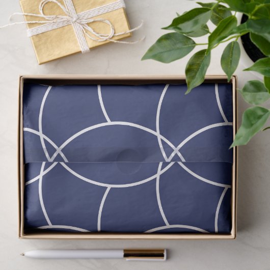 Modern Abstract wit en blauw kussenkussen Tissuepapier (Geschenk)