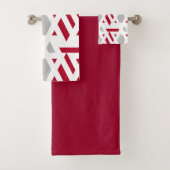 Modern, abstract, wit, rood, lichtgrijs bad handdoek (Insitu)