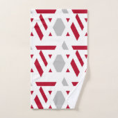 Modern, abstract, wit, rood, lichtgrijs bad handdoek (Handdoek)