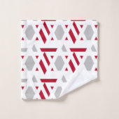 Modern, abstract, wit, rood, lichtgrijs bad handdoek (Wasdoekje)