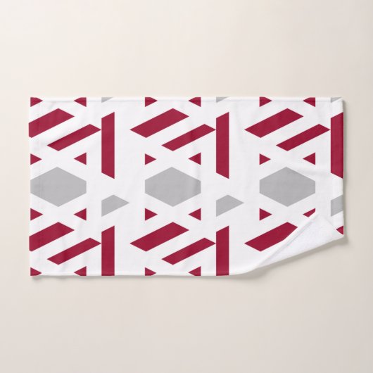 Modern, abstract, wit, rood, lichtgrijs bad handdoek (Handdoek)