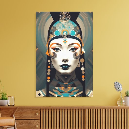 Modern Abstract Woman’s Portrait - Geometric Art Canvas Afdruk (Insitu (Woonkamer))