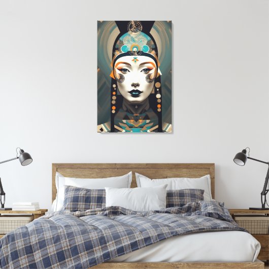 Modern Abstract Woman’s Portrait - Geometric Art Canvas Afdruk (Insitu (Slaapkamer))
