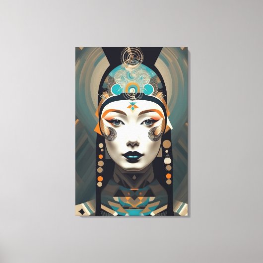 Modern Abstract Woman’s Portrait - Geometric Art Canvas Afdruk (Voorkant)