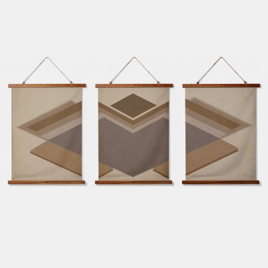 Modern Abstract Wood Art Set Hangend Wandkleed (Driedubbel)