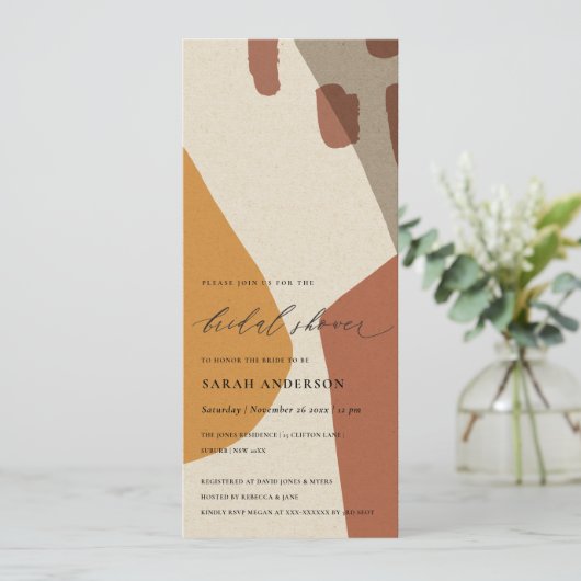 Modern Abstract Yellow Terracotta Vrijgezellenfees Kaart (Staand voorkant)