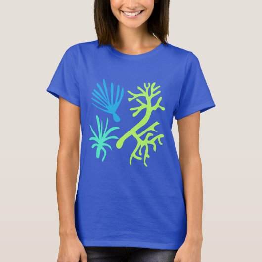 Modern Abstract Zee Life Lime Green en Aqua T-shirt (Voorkant)