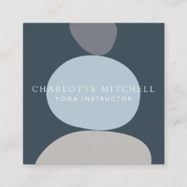 Modern Abstract Zen Stones Blue Logo Yoga, Massage Vierkante Visitekaartje