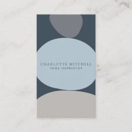 Modern Abstract Zen Stones Blue Logo Yoga, Massage Visitekaartje