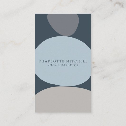 Modern Abstract Zen Stones Blue Logo Yoga, Massage Visitekaartje (Voorkant)