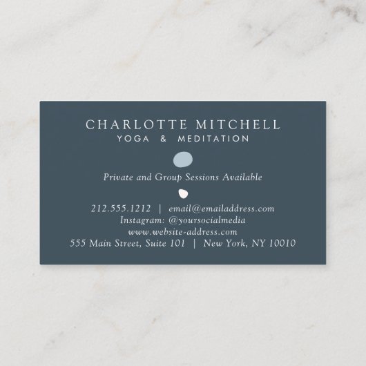 Modern Abstract Zen Stones Blue Logo Yoga, Massage Visitekaartje (Achterkant)