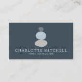 Modern Abstract Zen Stones Blue Logo Yoga, Massage Visitekaartje (Voorkant)