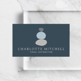 Modern Abstract Zen Stones Blue Logo Yoga, Massage Visitekaartje