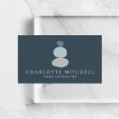 Modern Abstract Zen Stones Blue Logo Yoga, Massage Visitekaartje