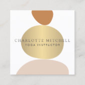 Modern Abstract Zen Stones Gold Logo Yoga, Massage Vierkante Visitekaartje (Voorkant)