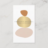 Modern Abstract Zen Stones Gold Logo Yoga, Massage Visitekaartje (Voorkant)