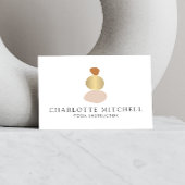 Modern Abstract Zen Stones Gold Logo Yoga, Massage Visitekaartje